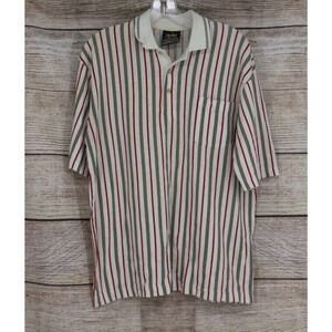 VINTAGE Chip Beck Collection Mens Striped Polo Shirt Size Medium White Red